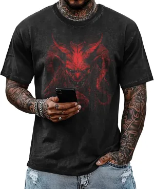 Mens Graphic T-Shirts 90s Rock Summer Big and Tall Workout Breathable Quick Dry Short Sleeve 100% Cotton Tee Shirts