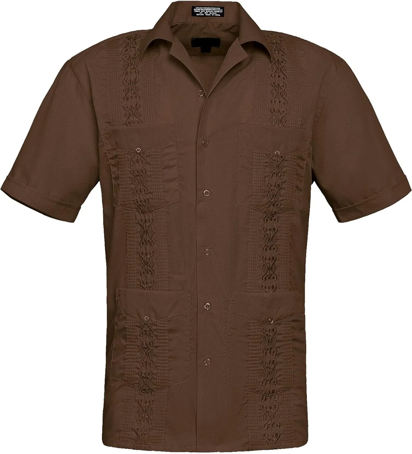 Men's Guayabera Premium Lightweight Embroidered Pleated Cuban Shirt