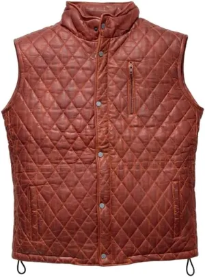 Mens Lamsbkin Leather Vest, Quilted Leather Vest Men, Lambskin Leather Quilted vest, Diamond Quilted Leather Vest Men