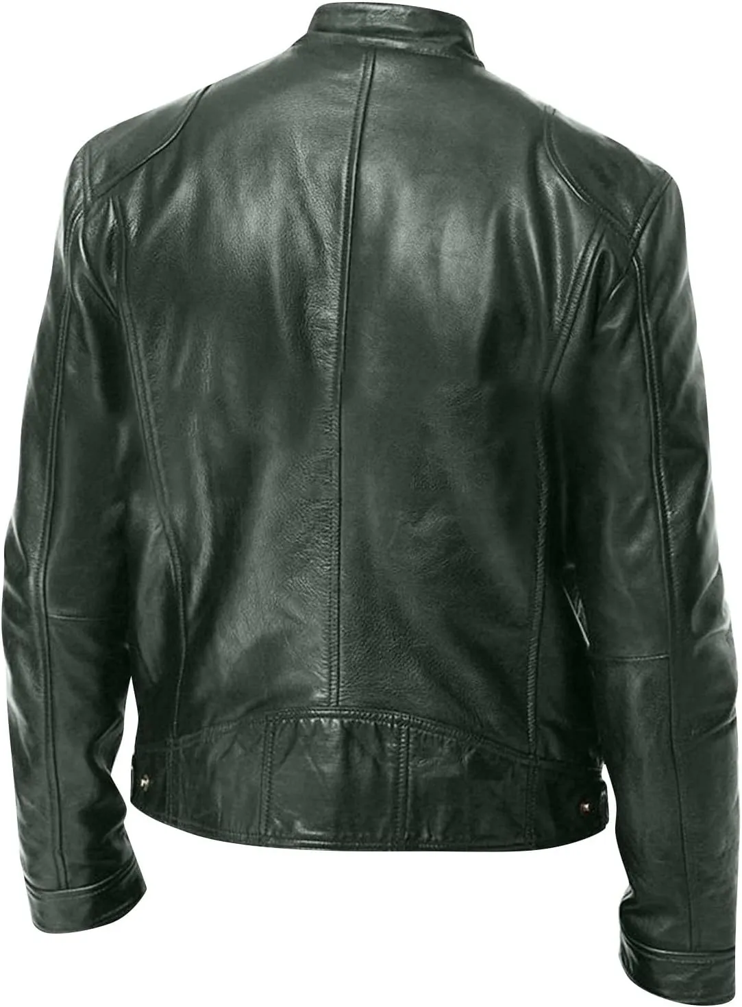Men'S Leather Jacket Fashion Men Autumn Winter Warm Casual Leather Zipper Long Sleeve Jacket Coat
