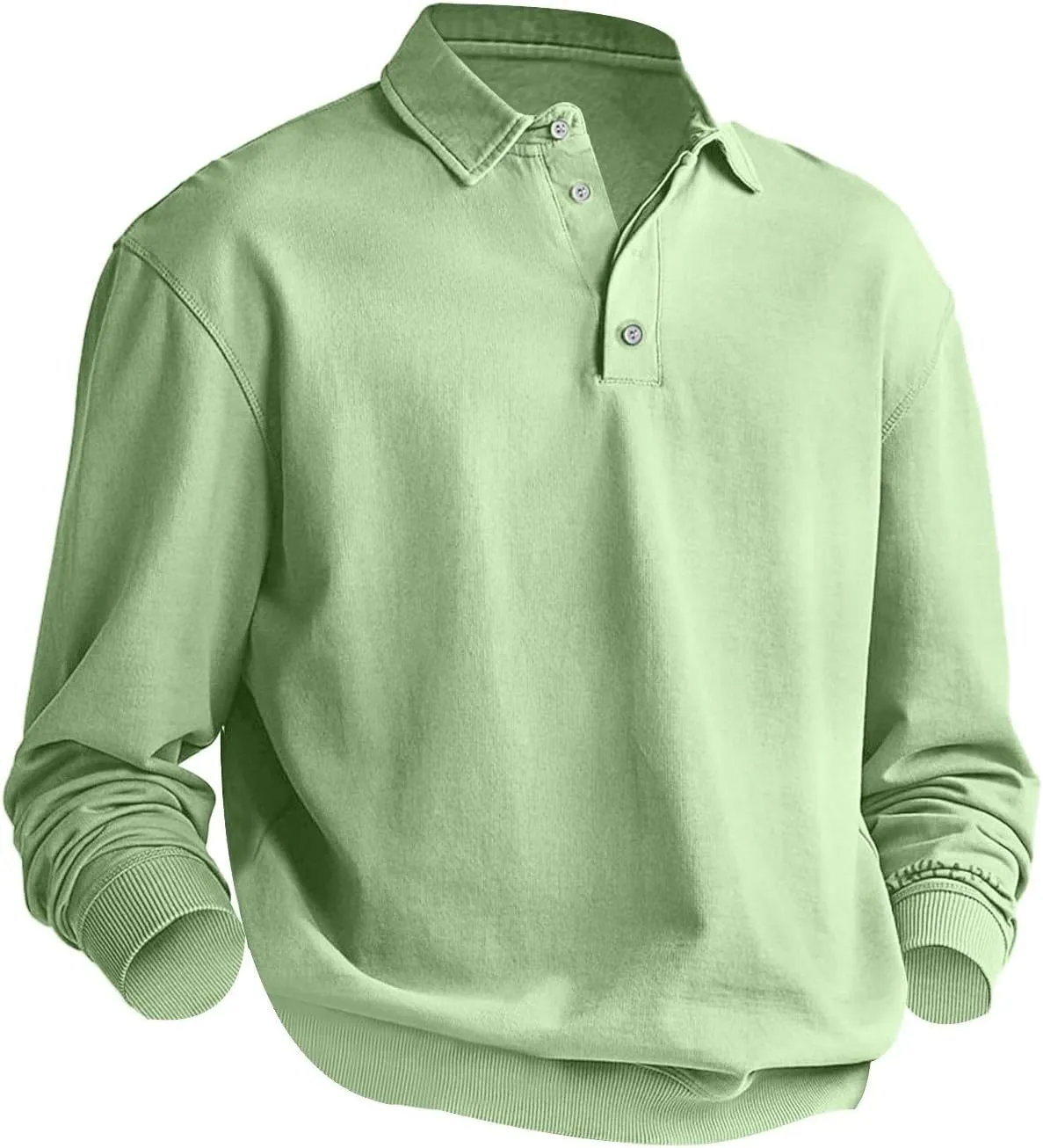 Mens Long Sleeve Casual Polo Shirts Quick Dry Outdoor Collared Golf Tee Tops Stretchy Solid Moisture Wicking Blouse