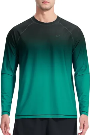 Men's Long Sleeve Rash Guard Quick Dry Swim Shirts UPF 50  UV Sun Protection Tee Surfing Tops
