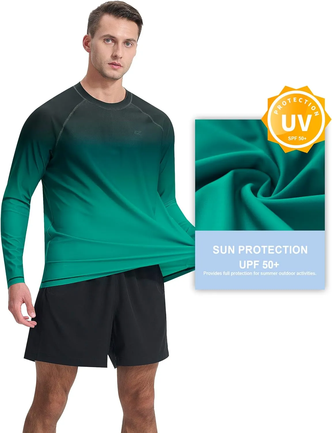 Men's Long Sleeve Rash Guard Quick Dry Swim Shirts UPF 50  UV Sun Protection Tee Surfing Tops