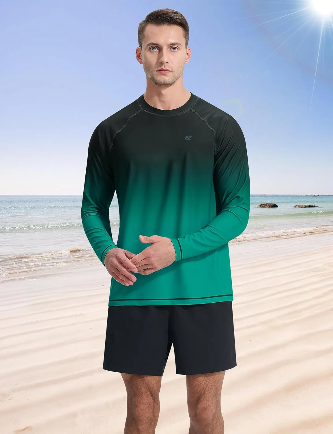 Men's Long Sleeve Rash Guard Quick Dry Swim Shirts UPF 50  UV Sun Protection Tee Surfing Tops