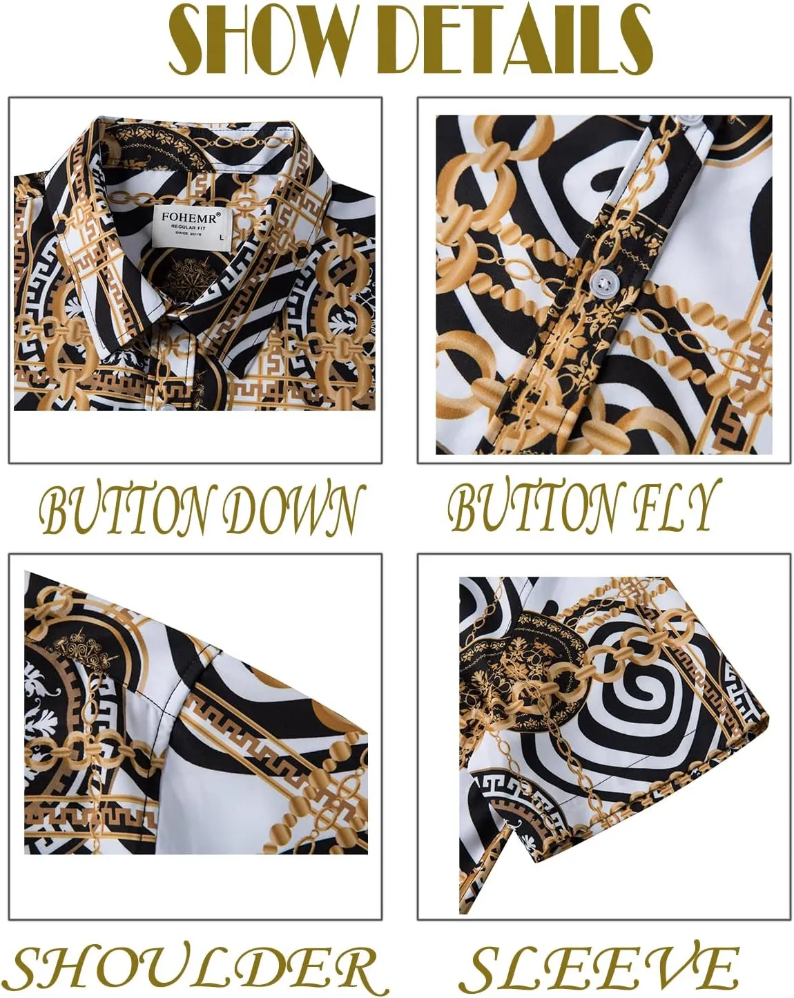 Mens Luxury Outfit Set Black Gold Shirts And Shorts 2 Piece Tracksuit Set Baroque Button Down Suit with Bucket Hats