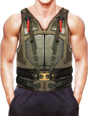 Men's Military Bane Vest Costume Jacket - Tom Knight Rises Winter Shearling Faux Leather Bane Coat Black & Brown