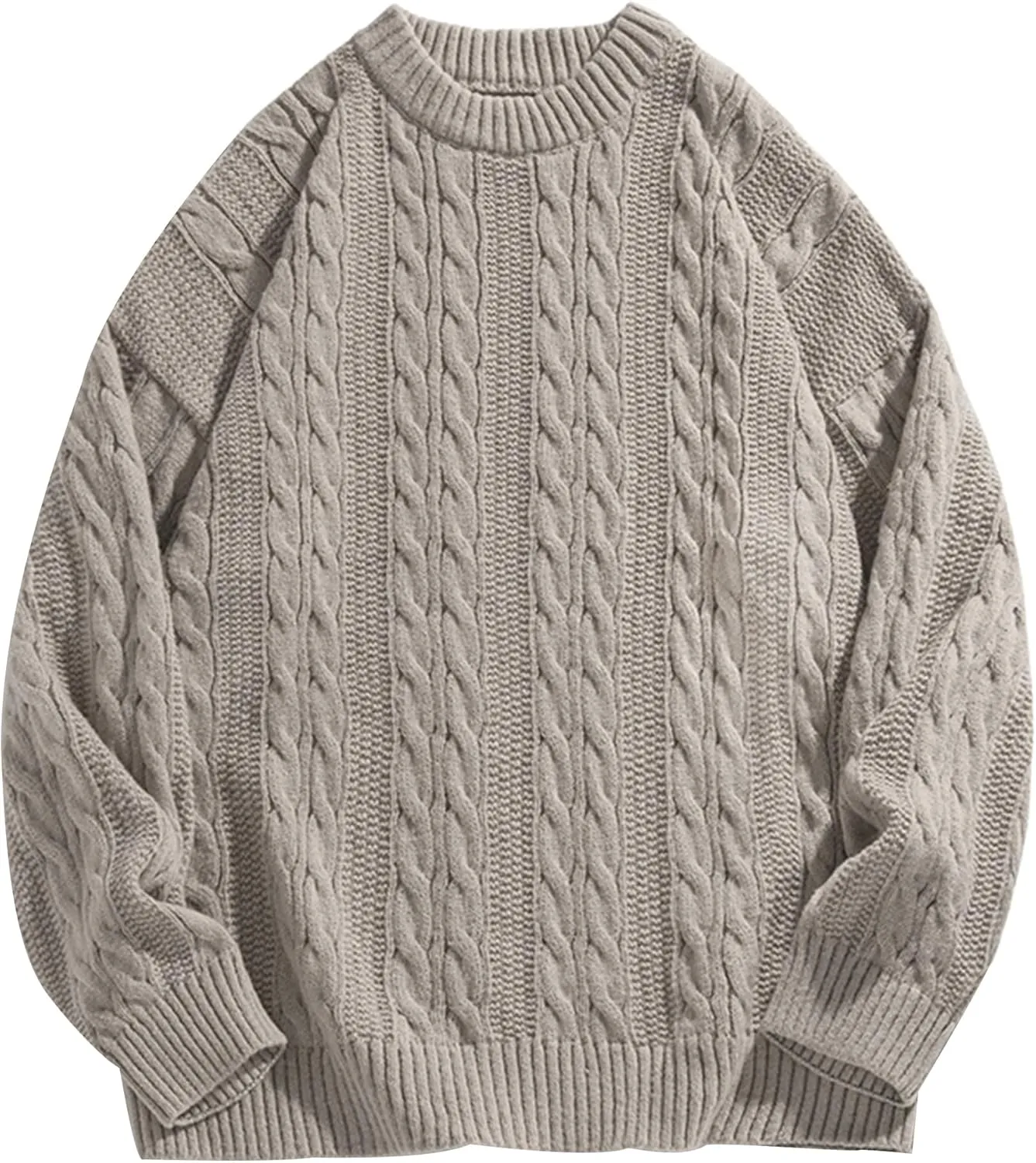 Mens Oversized Sweater Unisex Long Sleeve Cable Knit Sweaters Aesthetic Streetwear Casual Sweater Jumper Tops