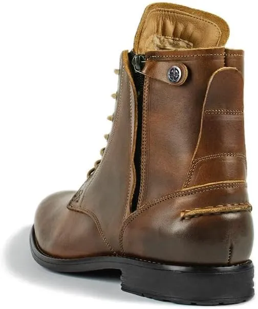 Men's Oxford boots Lace-Up Side Zipper Round Toe Low Heel Leather Boots Military Uniform Cavalry Boots Hiking Boots