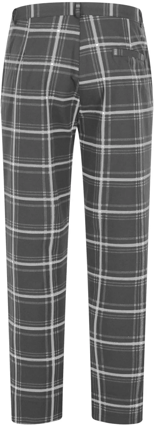Mens Plaid Pants Skinny Dress Pants Stretch Slim Fit Business Casual Dress Chinos Pants for Men