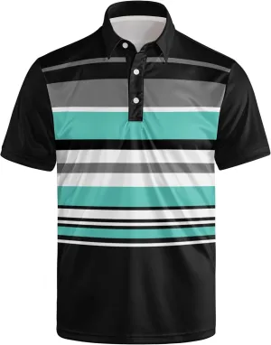 Men's Polo Shirt Funny Golf Shirts Quick Dry Print Performance Short Sleeve Collared Golf Polo Shirts for Men, S-4XL