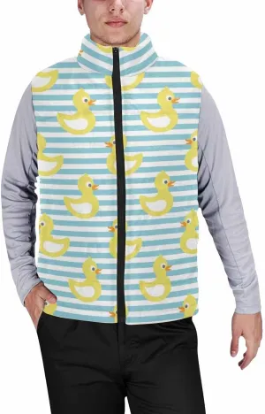 Mens Puffer Vest Breakfast Eggs Pattern Men's Cotton Blend Warm Vest Coat Jacket Loose Sleeveless Slim Warm Outwear