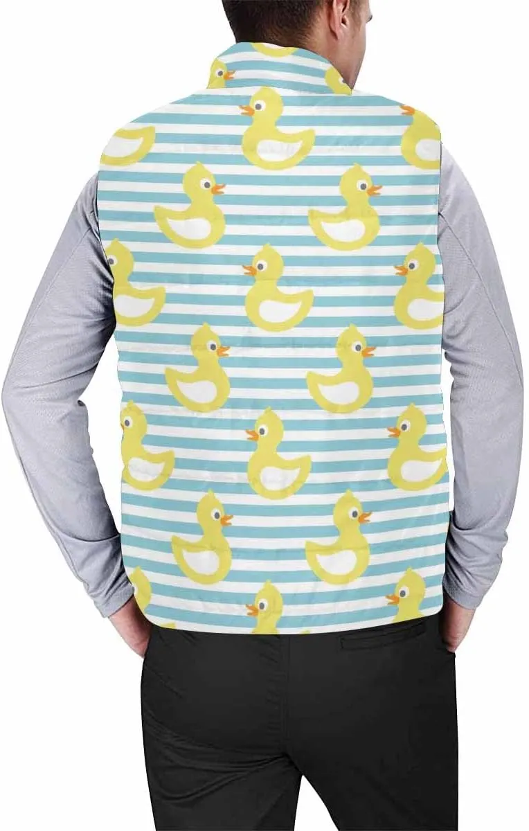 Mens Puffer Vest Breakfast Eggs Pattern Men's Cotton Blend Warm Vest Coat Jacket Loose Sleeveless Slim Warm Outwear