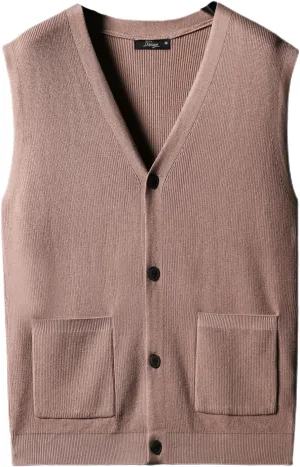 Men's Sweater Vest V-Neck Sleeveless Cardigan Loose Button up Knitted Fall Winter Heavy Knitwear with Pockets S~5XL