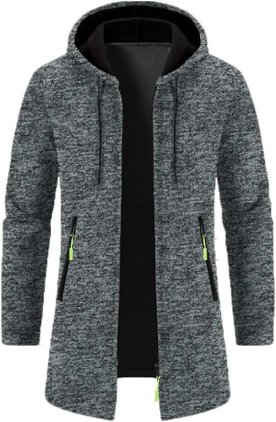 Mens Trench Coat Knit Hooded Jackets Business Casual Peacoat Mid Length Cardigan Oversized Windbreaker Winter Jacket