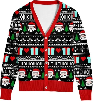 Men's Ugly Christmas Sweater Button Down Long Sleeve Knit Cardigan