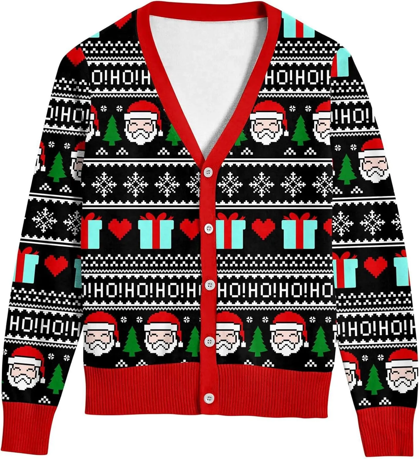 Men's Ugly Christmas Sweater Button Down Long Sleeve Knit Cardigan