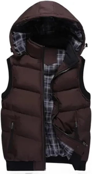 Mens Warm Vests Winter Sleeveless Jackets Cotton-Padded Vests Thicken Waistcoats