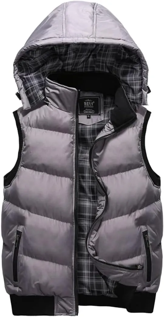 Mens Warm Vests Winter Sleeveless Jackets Cotton-Padded Vests Thicken Waistcoats