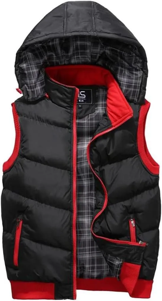 Mens Warm Vests Winter Sleeveless Jackets Cotton-Padded Vests Thicken Waistcoats