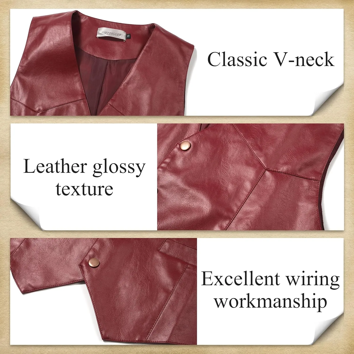Men's Western Cowboy Vest,Vintage Cowboy Suit Vest with Bolo Tie,Slim Wedding Vests,Leather Light Casual Vests