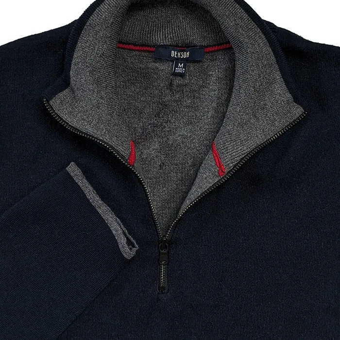 Merino Wool 1/4 Zip Sweater (Navy)