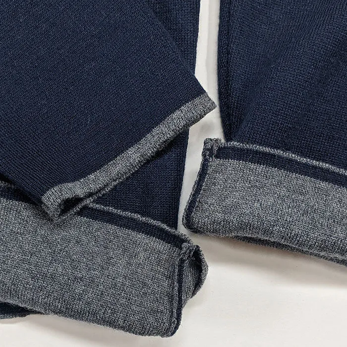 Merino Wool 1/4 Zip Sweater (Navy)