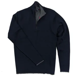Merino Wool 1/4 Zip Sweater (Navy)