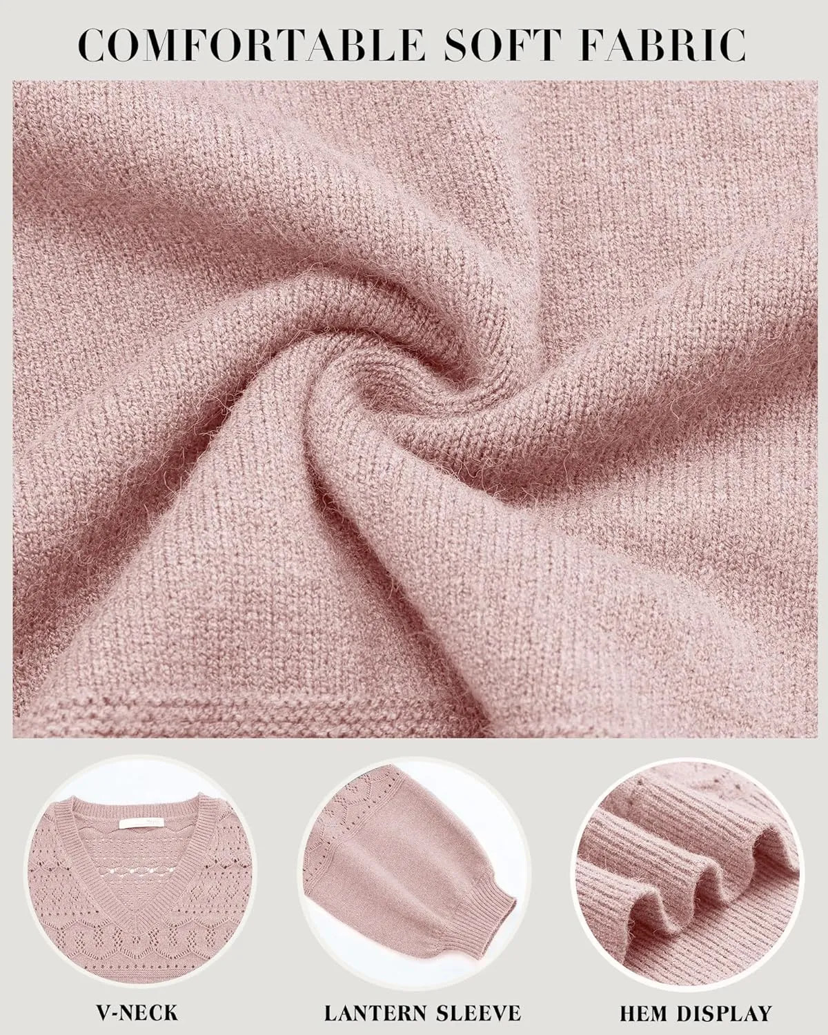 Messic Womens Pullover Sweaters 2024 Casual Long Sleeve V Neck Lightweight Loose Knit Tops