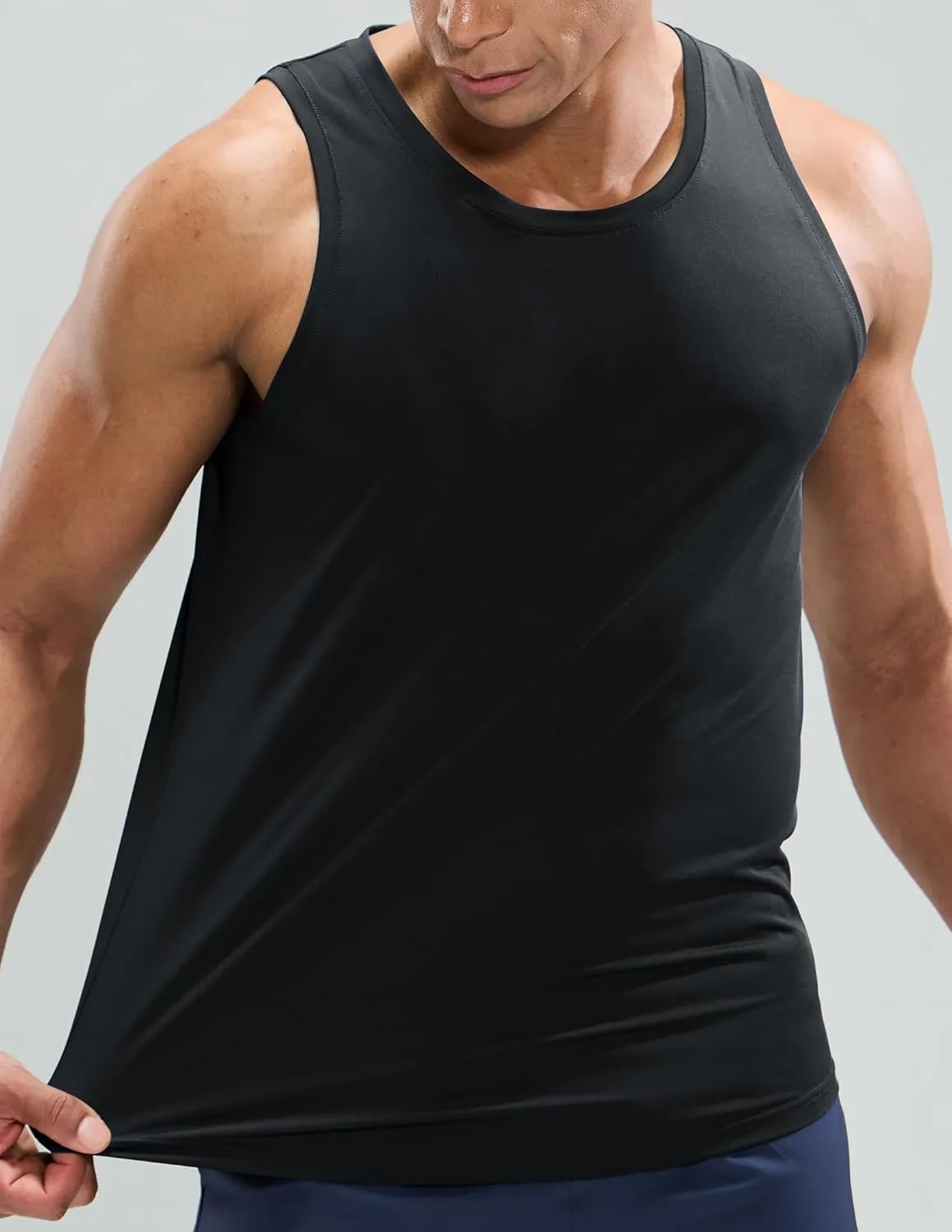 MIER Men's Tank Tops Workout Sleeveless Tee Shirts Muscle Athletic Gym Running Beach Tanks for Men, Quick Dry