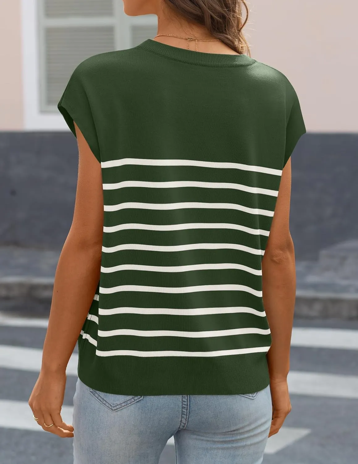 MIROL Women's Cap Sleeve Striped Tops 2025 Batwing Short Sleeve Summer Crewneck Tee Knit Casual Loose Shirts