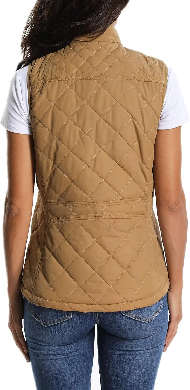 MISS MOLY Women Lightweight Quilted Padded Vest Stand Collar Zip Up Front Gilet Quilted