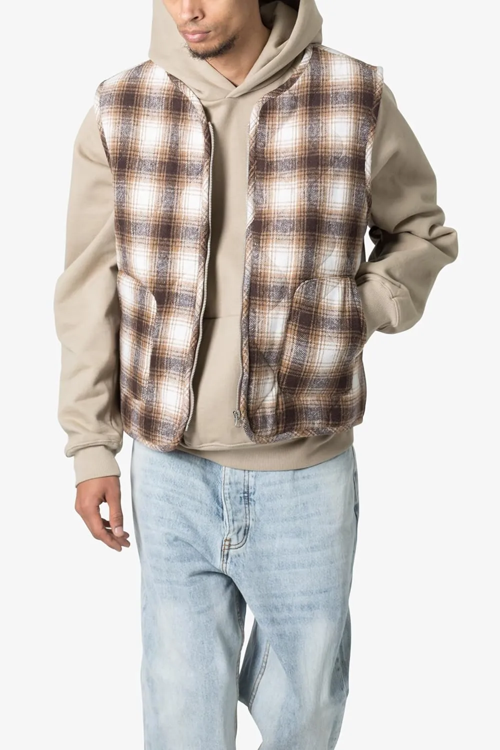 mnml Men's Brushed Plaid Vest