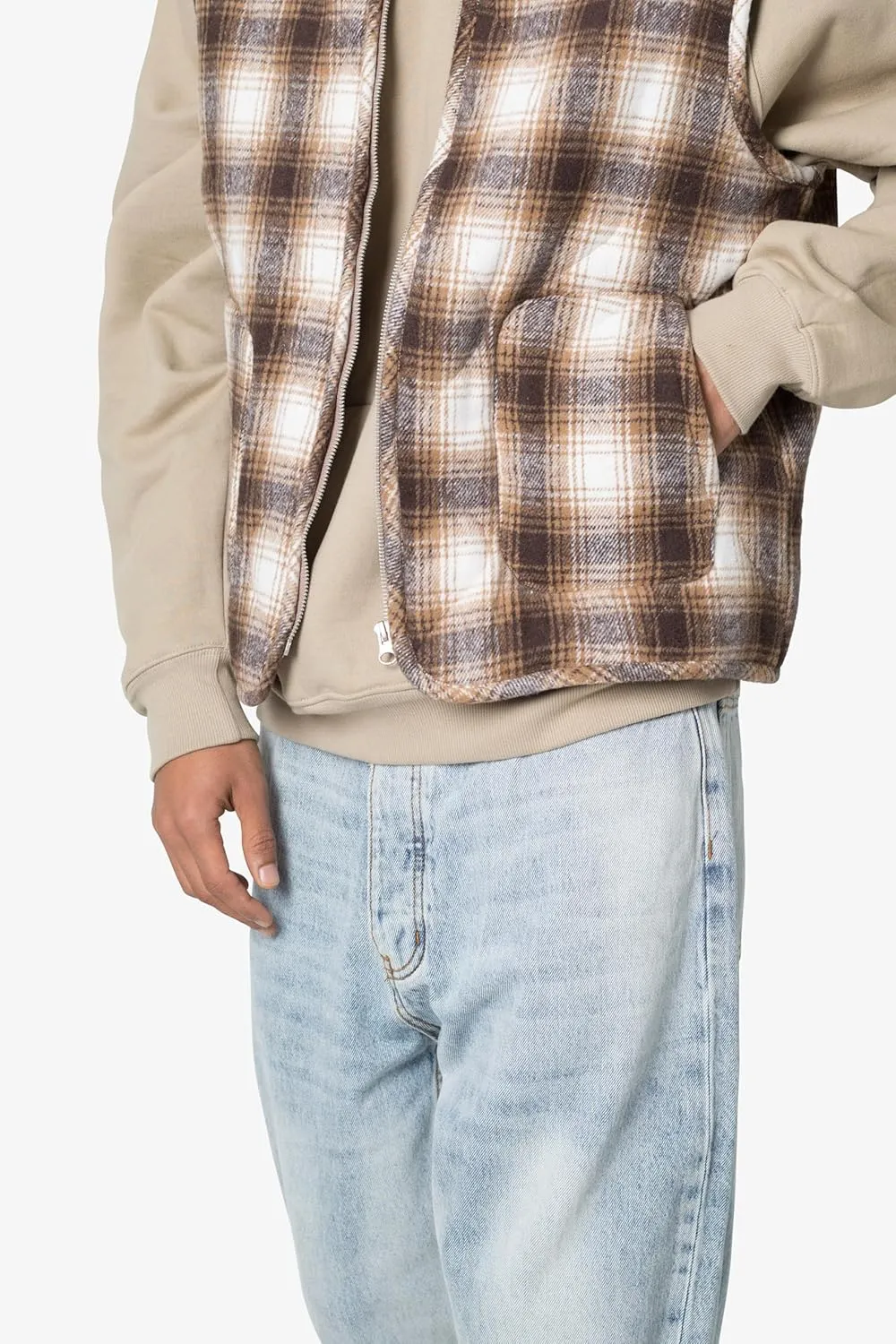 mnml Men's Brushed Plaid Vest