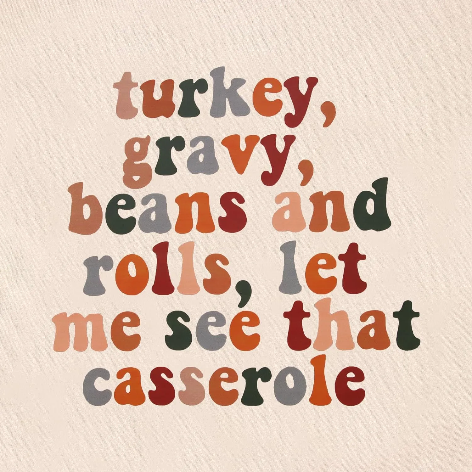 MODNTOGA Women Thanksgiving Sweatshirt Turkey Gravy Beans And Rolls Outfit Thanksgiving Letter Graphic Crewneck Pullover Tops