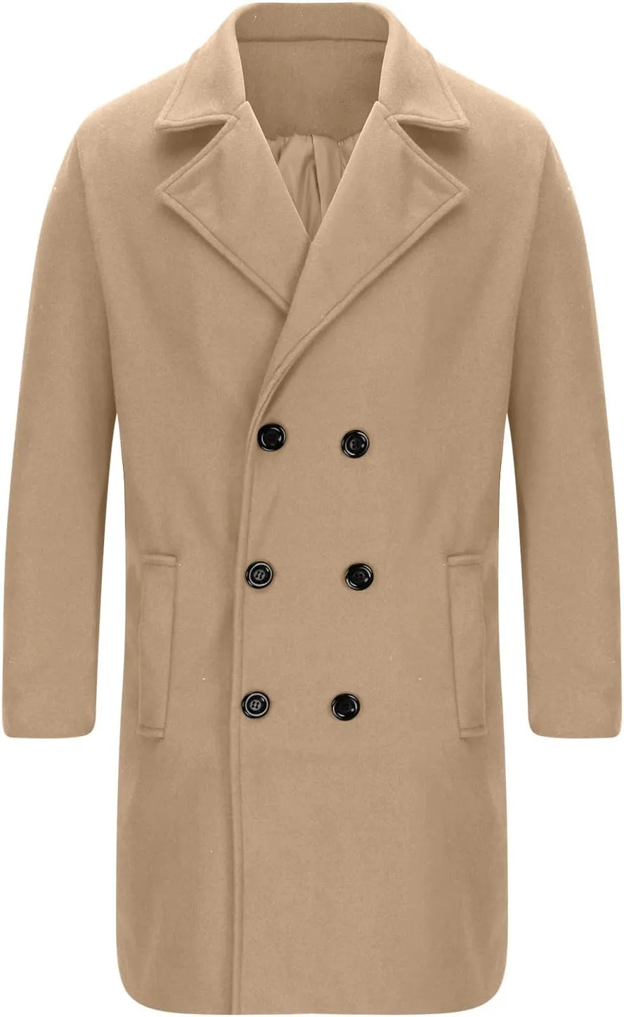 Muscularfit Trench Coat Men Waterproof Single-Breasted Windbreaker Jackets Fashion Lapel Neck Solid Winter Outerwear Jacket