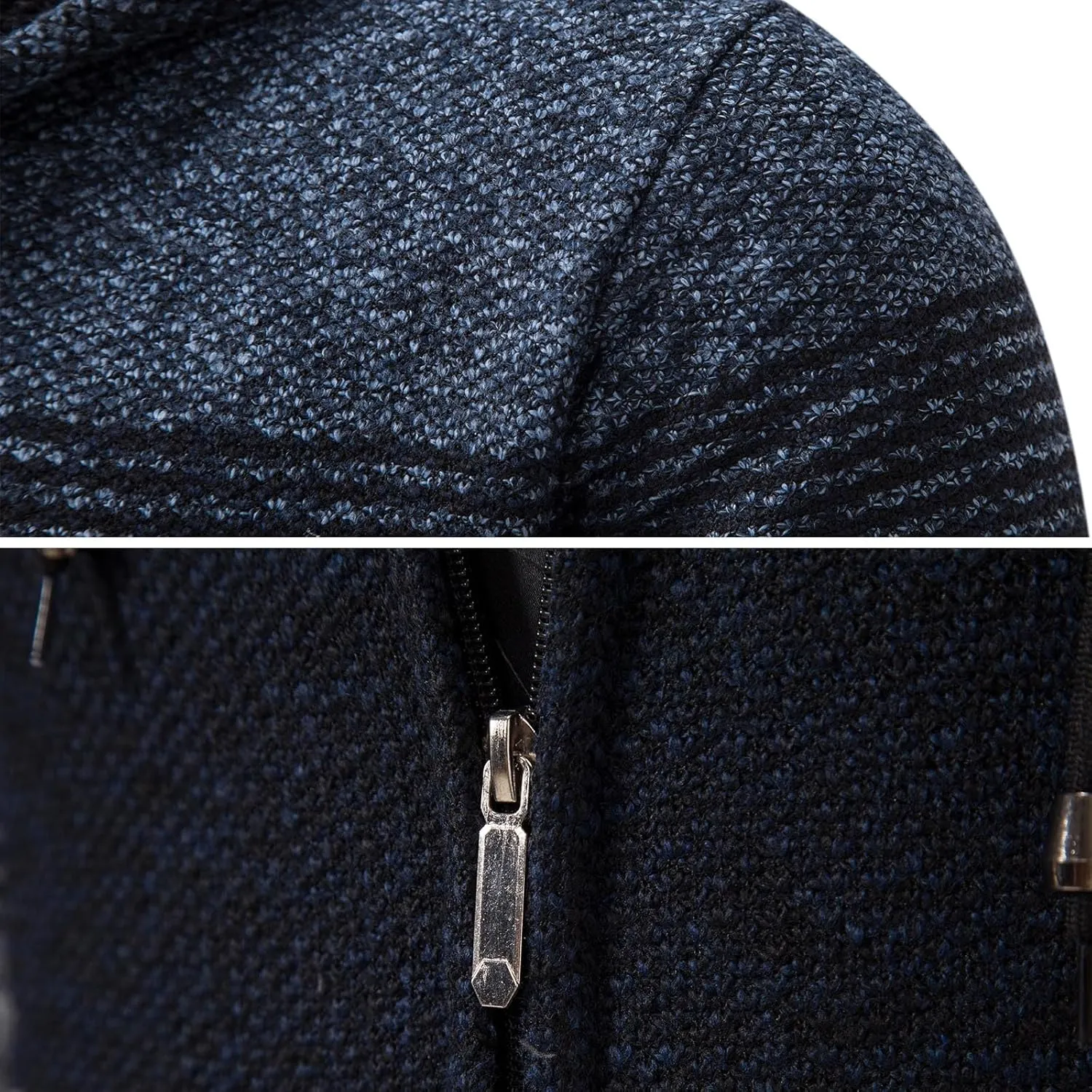 Mylldey Mens Hoodies Knit Sweater, Full Zip Fleece Lined Cardigan Sweaters Casual Regular Fit Knit Hooded Men Sweater Jacket