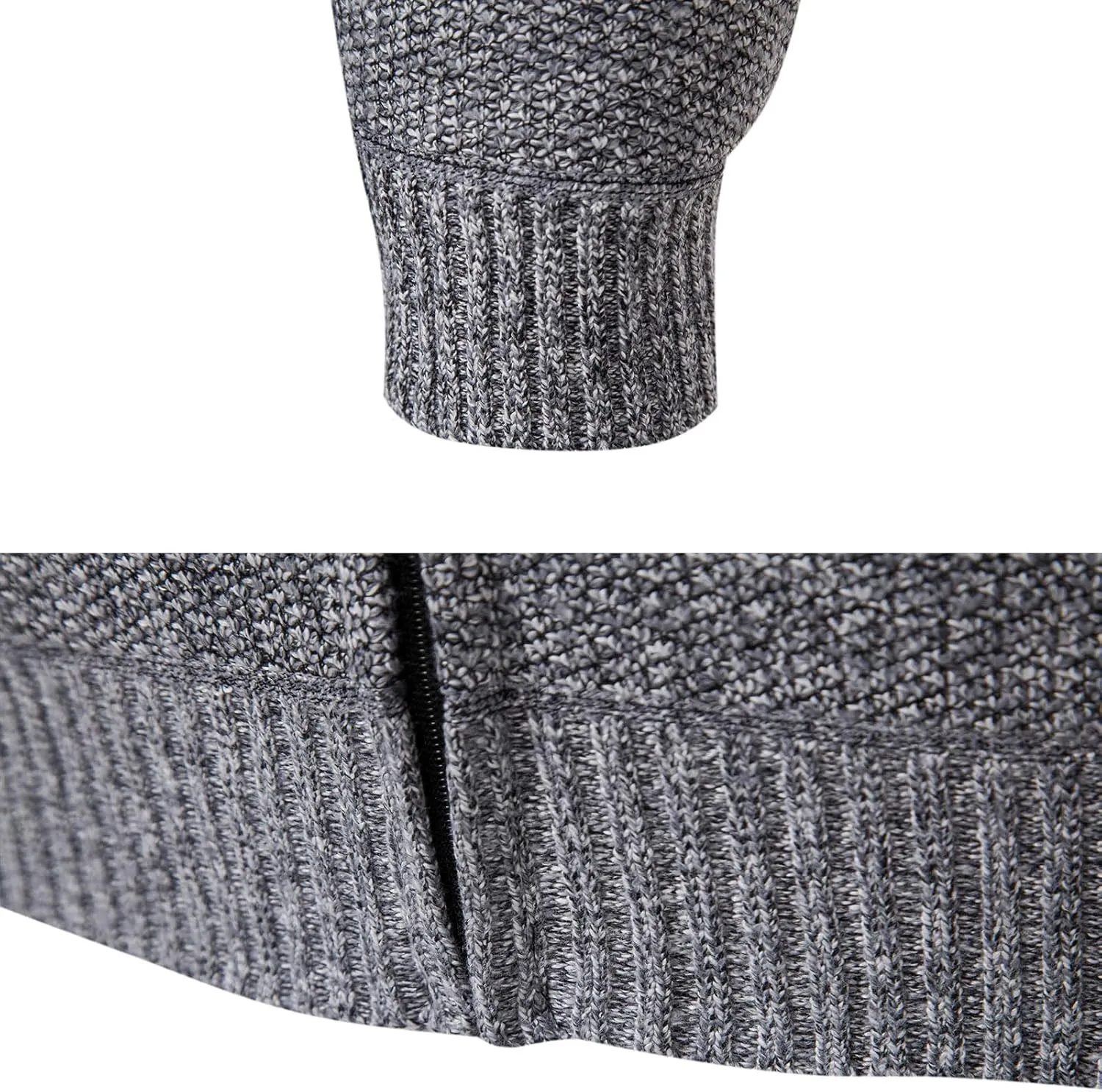 Mylldey Mens Hoodies Knit Sweater, Full Zip Fleece Lined Cardigan Sweaters Casual Regular Fit Knit Hooded Men Sweater Jacket