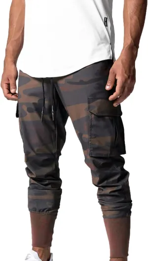 NATHGAM Mens Cargo Jogger Pants Slim Fit Tapered Sports Trousers Trendy Elastic Waist Waterproof Sweatpants Gym Workout Pants