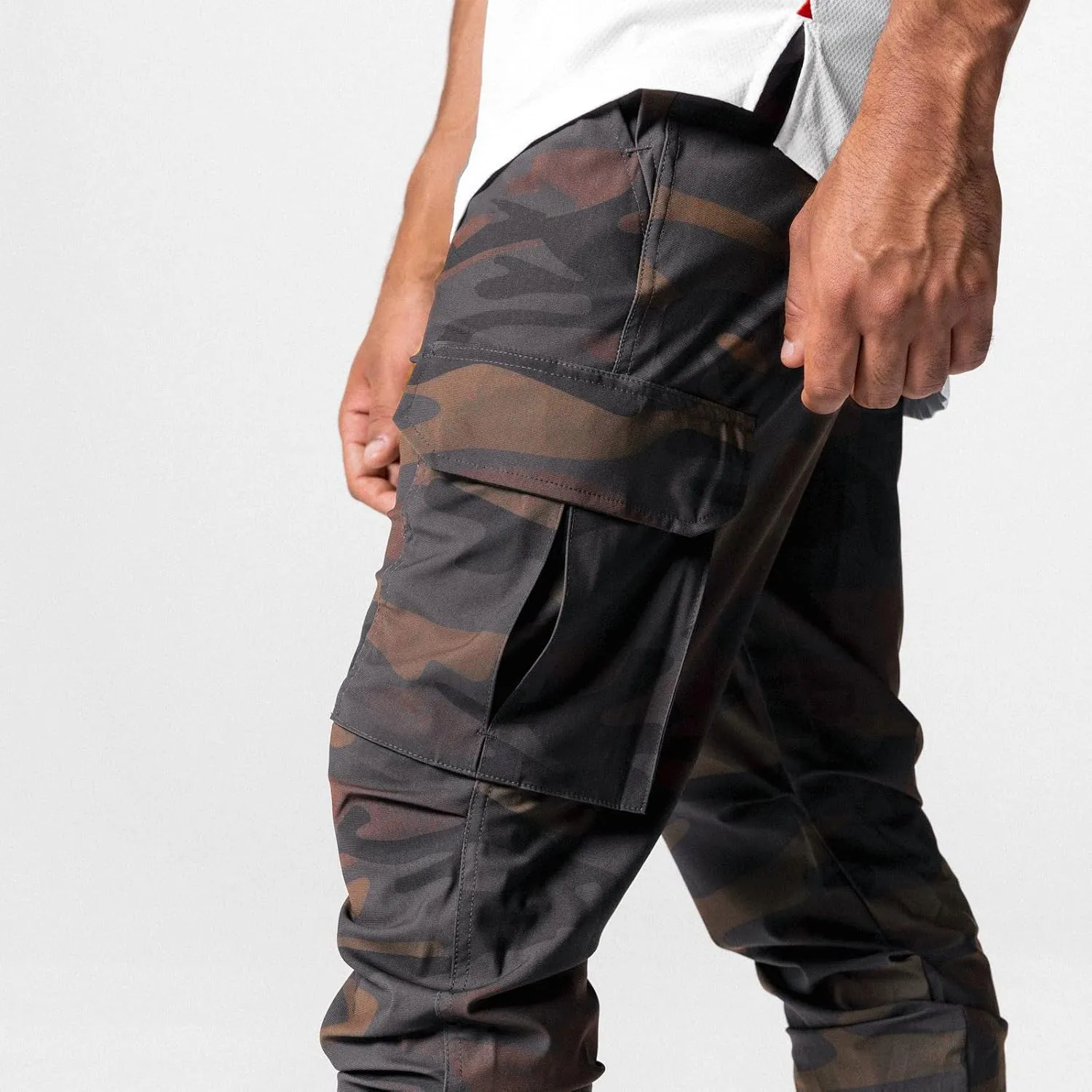 NATHGAM Mens Cargo Jogger Pants Slim Fit Tapered Sports Trousers Trendy Elastic Waist Waterproof Sweatpants Gym Workout Pants