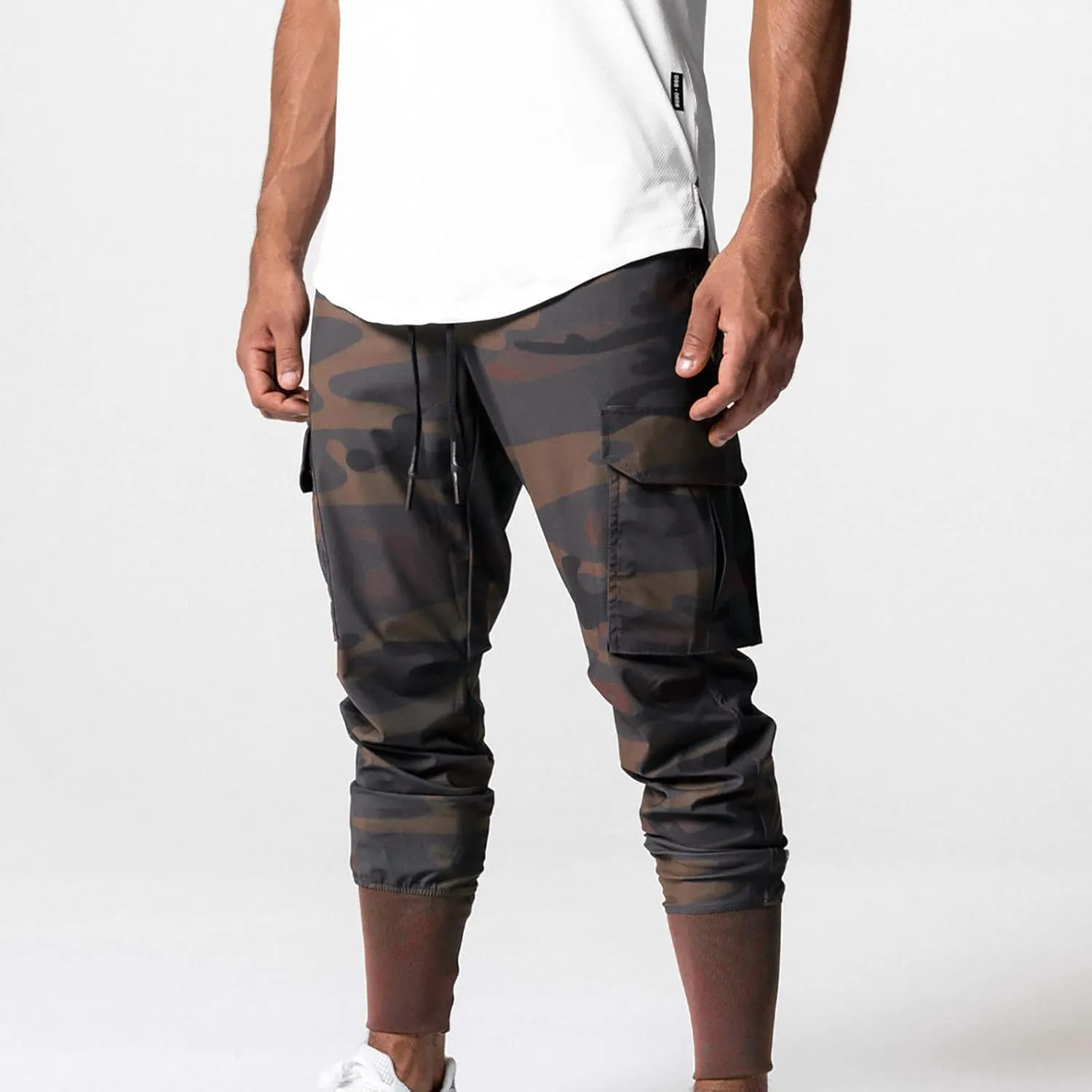 NATHGAM Mens Cargo Jogger Pants Slim Fit Tapered Sports Trousers Trendy Elastic Waist Waterproof Sweatpants Gym Workout Pants