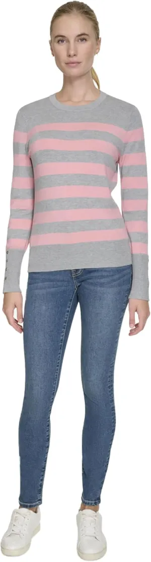 Nautica Women's Stripe Long Sleeve Crewneck Sweater