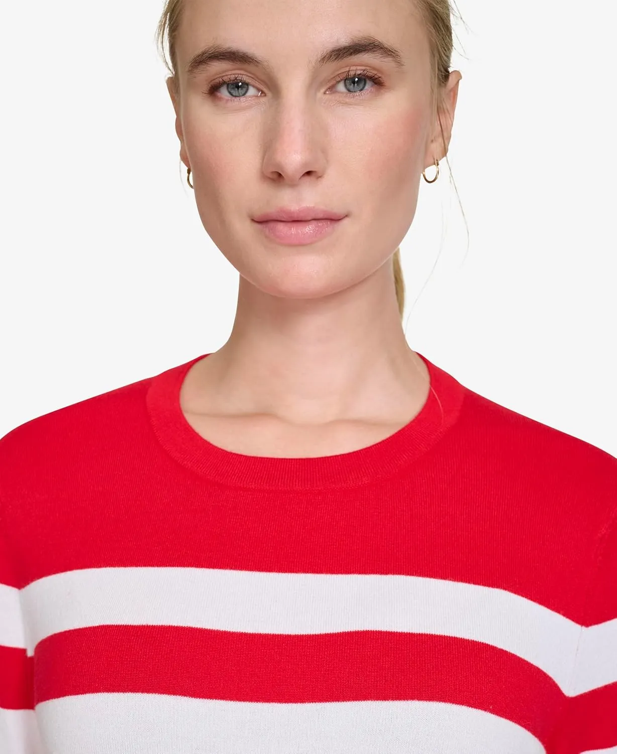 Nautica Women's Stripe Long Sleeve Crewneck Sweater