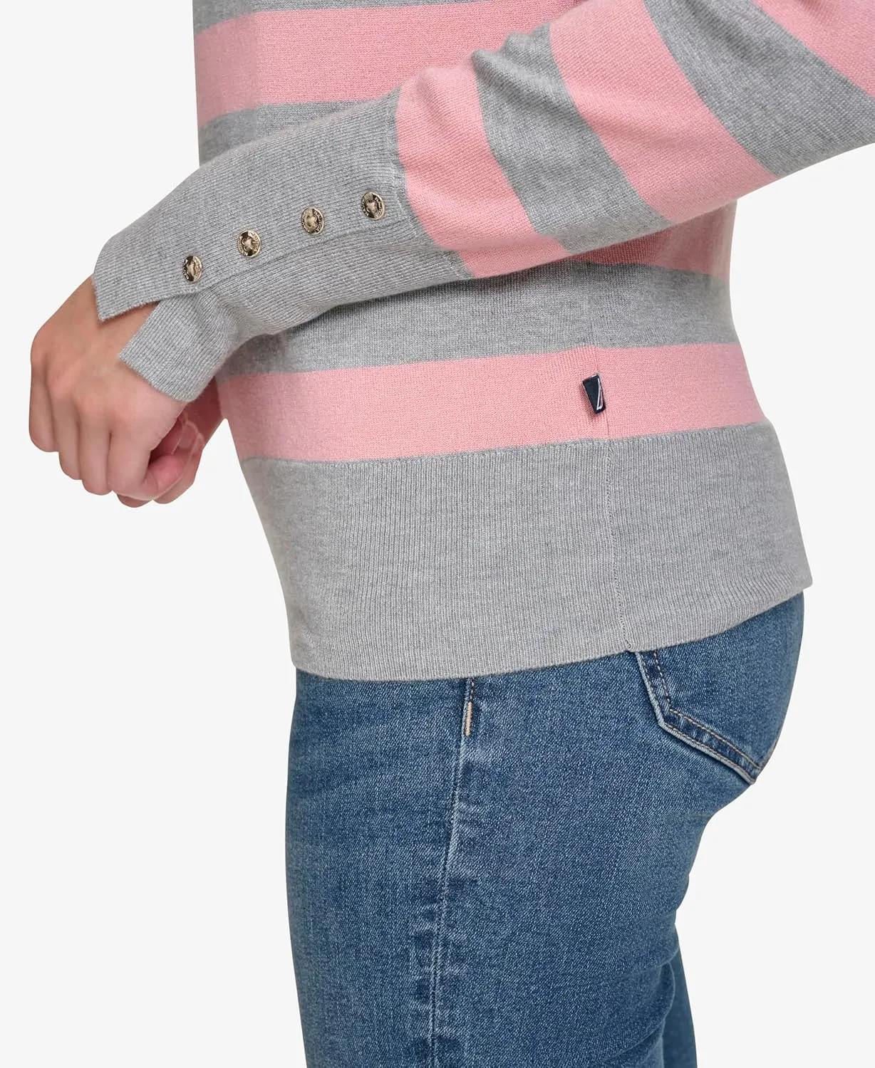Nautica Women's Stripe Long Sleeve Crewneck Sweater