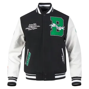 NBA BOSTON CELTICS TEAM PENNANTS MEN'S RIB WOOL VARSITY JACKET (BLACK/WHITE)