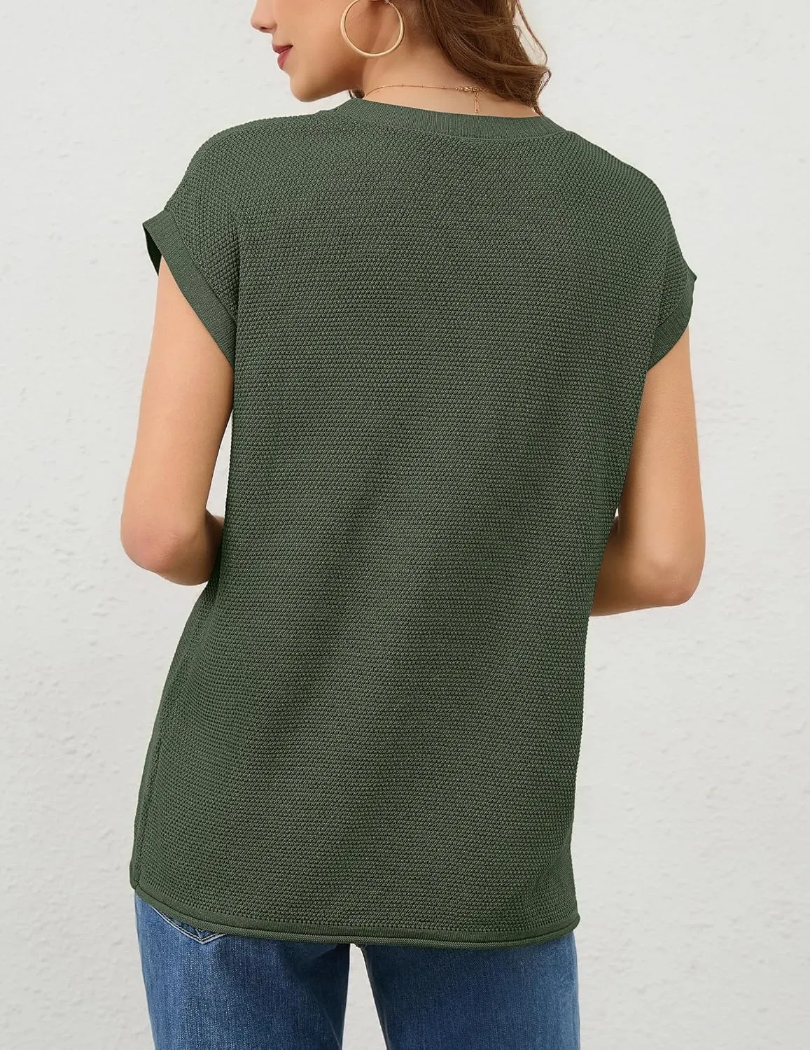 Neweek Womens Summer Cap Sleeve Tops Casual Crew Neck Sleeveless Knit Sweater Vest Loose Fit Lightweight Pullover Tank Tops