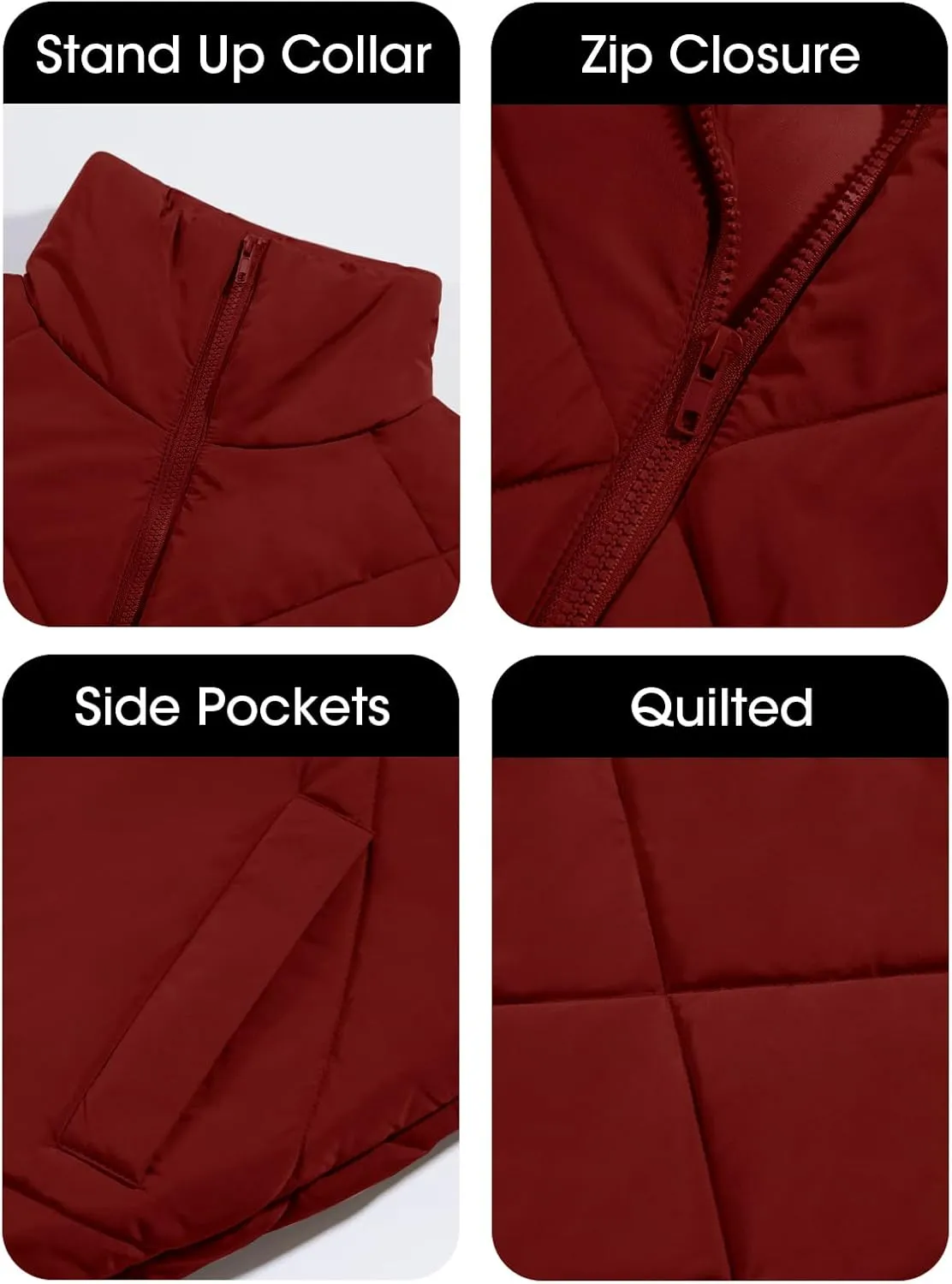 Newffr Women's Quilted Puffer Vest Sleeveless Lightweight Zip Up Jacket Winter Warm Coat Outerwear