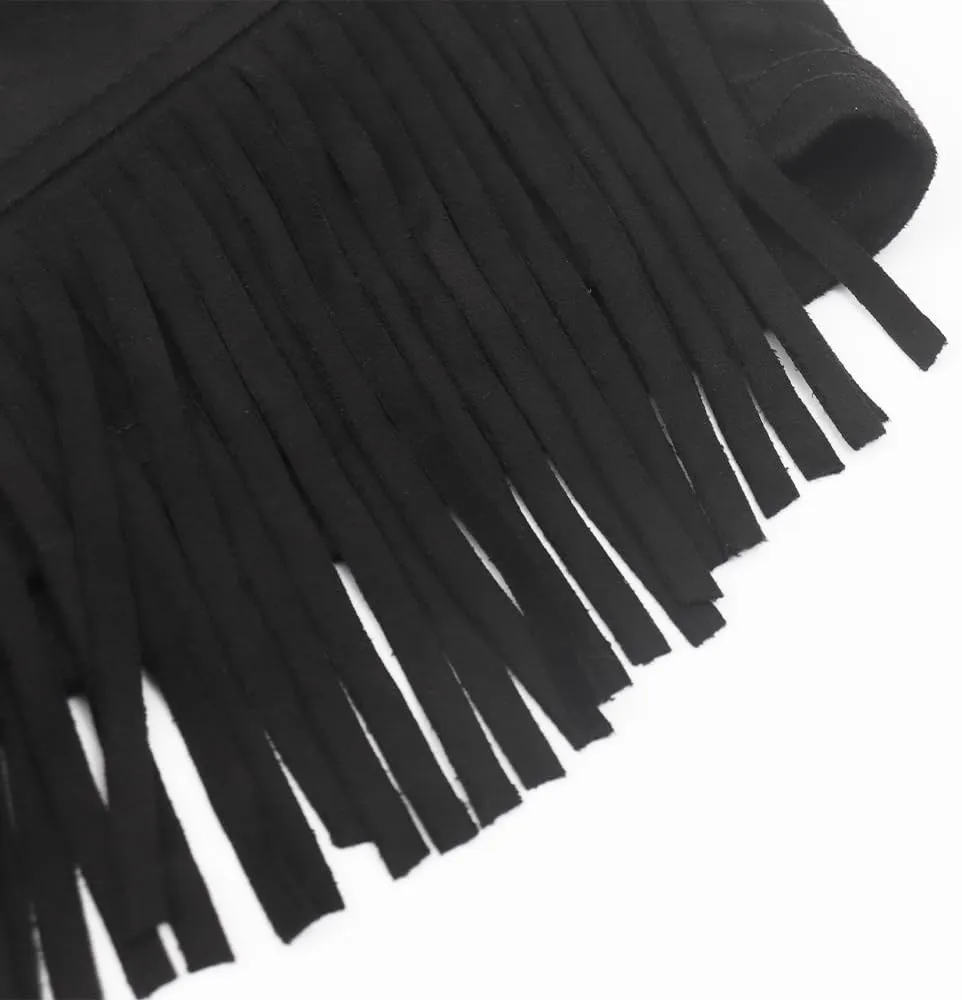 Noomelfish Kids Faux Suede Fringe Shorts Tassel Cowgirl Outfits with Pockets (5-12 Years)