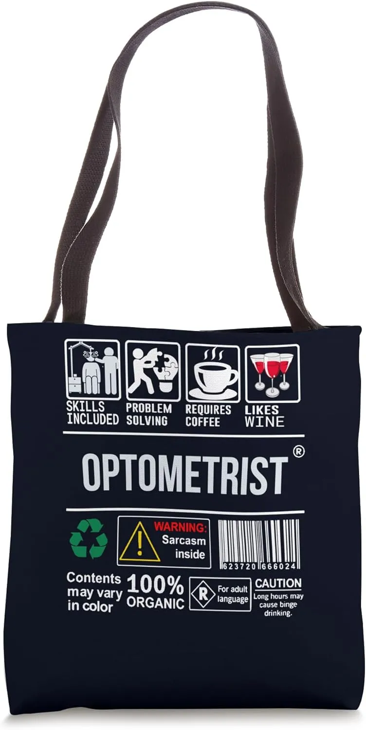 Optometrist Doctor Profession Skills, Coffee & Wine Lover Tote Bag