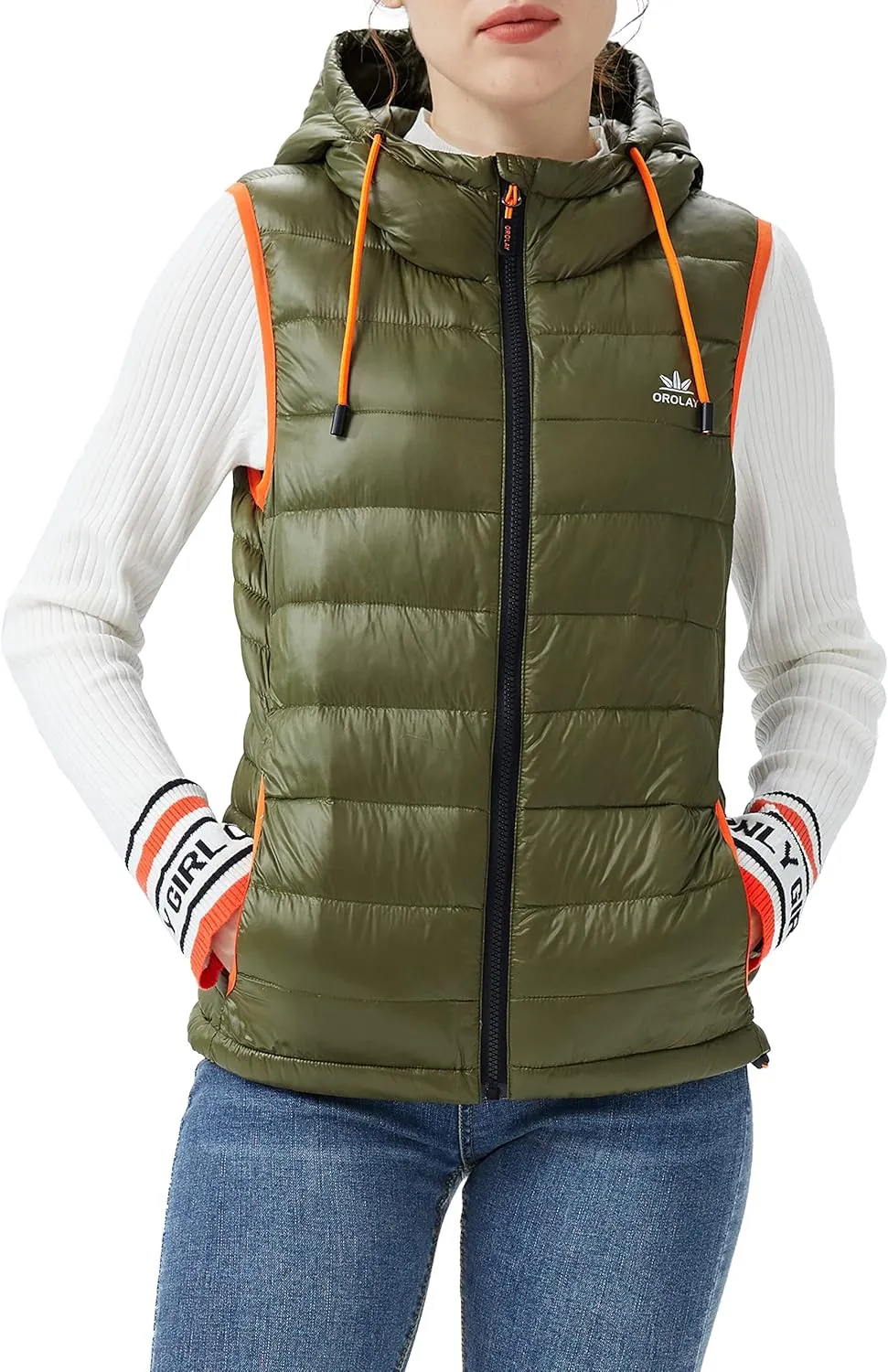 Orolay Women's Ultra Lightweight Down Vest Stand Collar Winter Coat