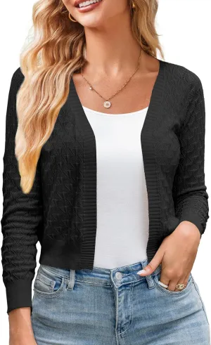 Othyroce Shrug Sweaters for Women Open Front Lightweight Crochet Knit Sweater Cardigans S-XL